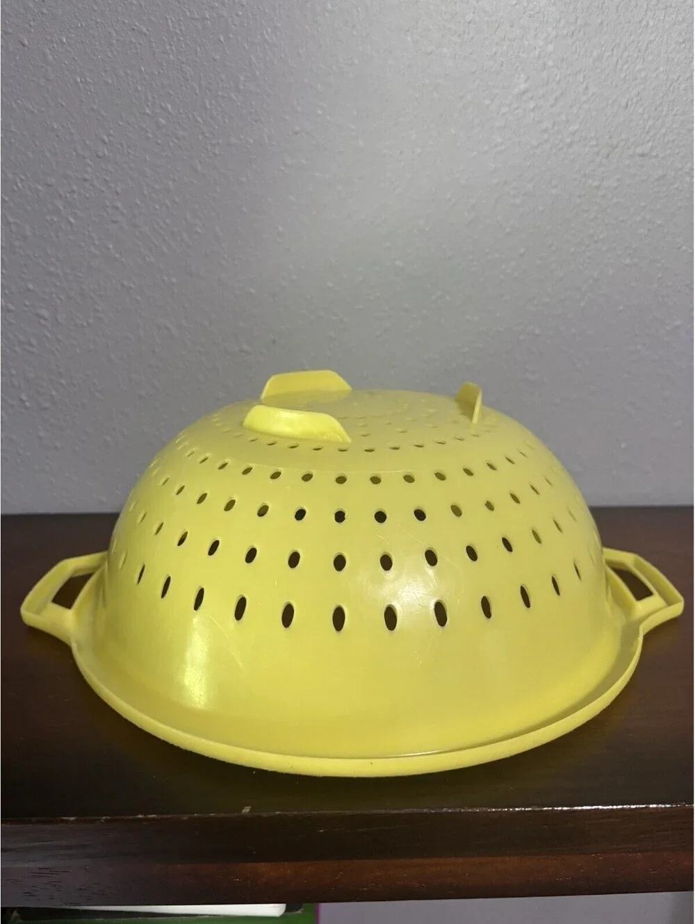Vintage Yellow Colander Strainer 10”